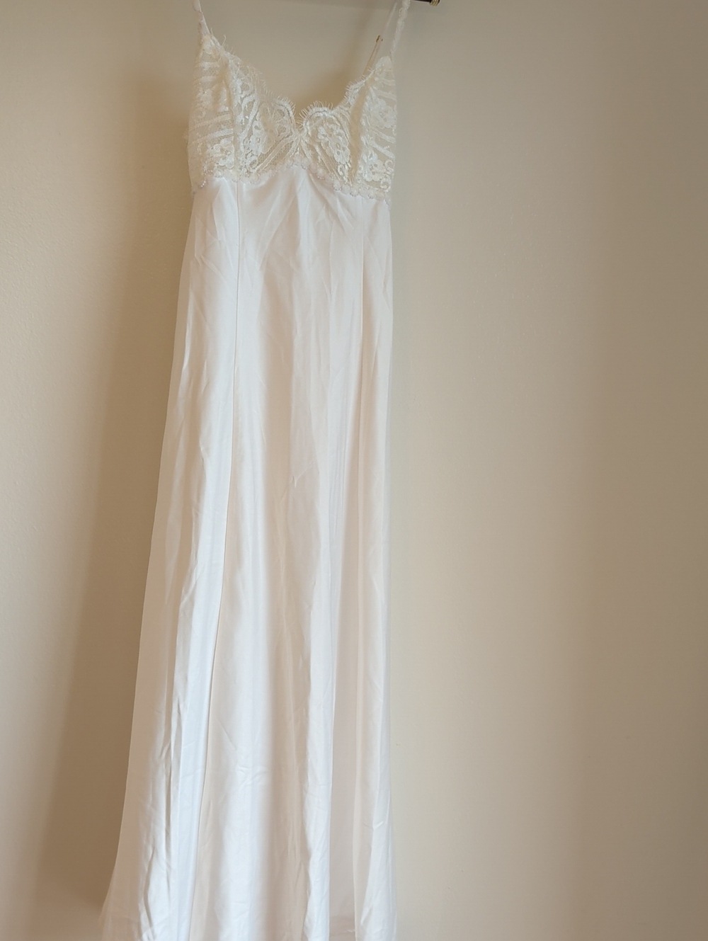 Ivory Lace Bodice Maxi Slip Dress - Elegant Women's Evening Gown
